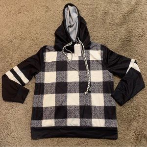 NWT Exclusive Plaid Hooded Top Large